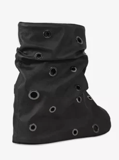 Bottines plates pour femmes bout rond et détails métalliques