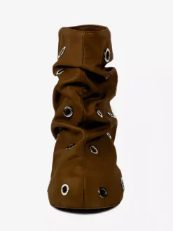 Bottines plates pour femmes bout rond et détails métalliques