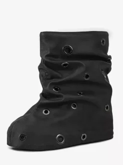 Bottines plates pour femmes bout rond et détails métalliques