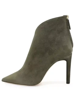 Bottines pour dames en daim bout pointu patchwork Zip Up Bottillons