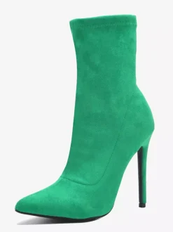 Bottines pour femmes à bout pointu et talon haut fermeture éclair et élastique