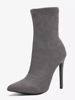 Bottines pour femmes à bout pointu et talon haut fermeture éclair et élastique