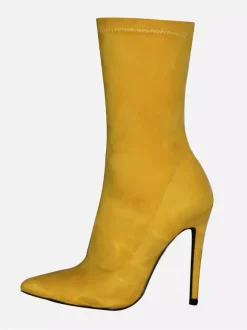 Bottines pour femmes à bout pointu et talon haut fermeture éclair et élastique