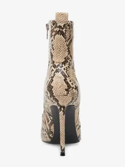 Bottines pour femmes en cuir Synthétique imprimé python bout pointu talon aiguille bottes à talons hauts
