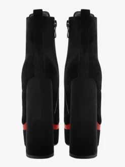 Bottines Pour Femmes Noir À Lacet Plateforme Talon Épais Bout Rond En Cuir PU
