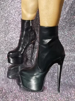 Bottines roses à plateforme pour femmes  bout rond  bottillons à talons hauts