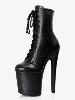 Bottines sexy noires à plateforme et talon aiguille pour pole dance