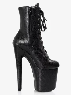 Bottines sexy noires à plateforme et talon aiguille pour pole dance