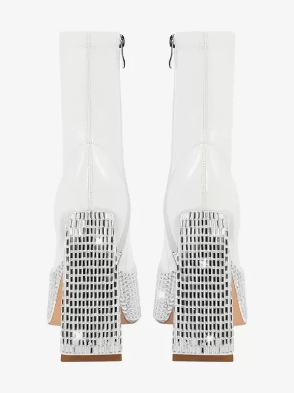 Bottines à strass noirs à plateforme bout rond bottines à talons épais