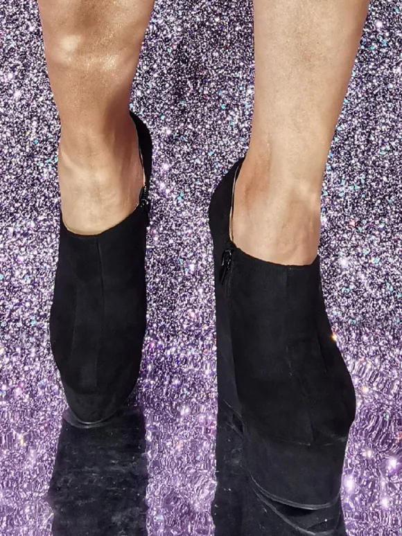 Bottines À Talons Compensés À Bout Rond Chaussures Pour Femmes