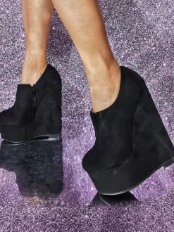 Bottines À Talons Compensés À Bout Rond Chaussures Pour Femmes