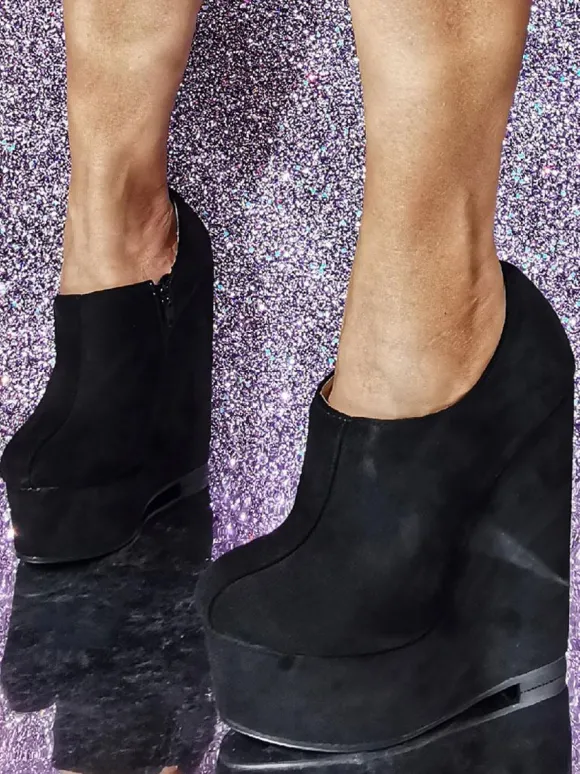 Bottines À Talons Compensés À Bout Rond Chaussures Pour Femmes