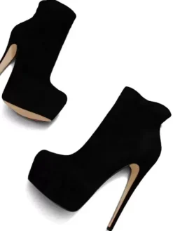 Bottines à talons hauts Bottines rouges à plateforme zippées pour femmes