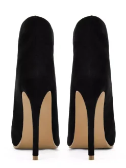 Bottines à talons hauts et bout pointu en daim pour femmes