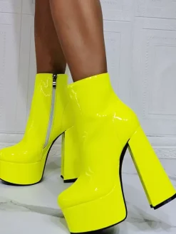 Bottines à Talons Hauts Femme avec Bout Pointu en Cuir Synthétique Unicolore