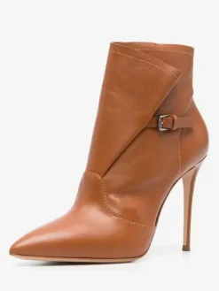 Bottines à talons hauts marron bottines à bout pointu avec détail de boucle