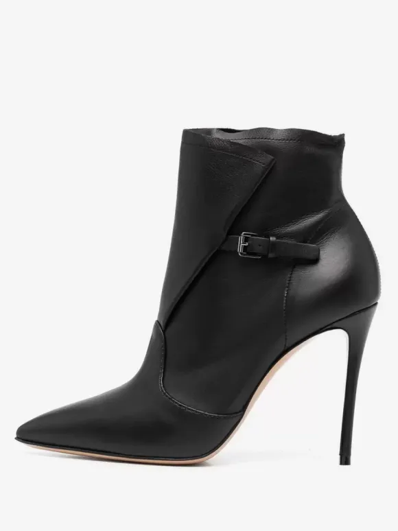 Bottines à talons hauts marron bottines à bout pointu avec détail de boucle