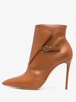 Bottines à talons hauts marron bottines à bout pointu avec détail de boucle