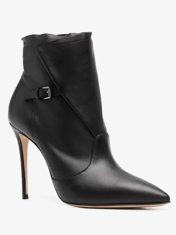 Bottines à talons hauts marron bottines à bout pointu avec détail de boucle