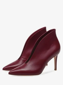 Bottines à Talons Hauts à Zip en Cuir Synthétique Unicolore
