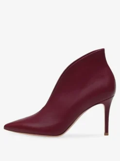 Bottines à Talons Hauts à Zip en Cuir Synthétique Unicolore