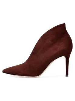 Bottines à Talons Hauts à Zip en Cuir Synthétique Unicolore