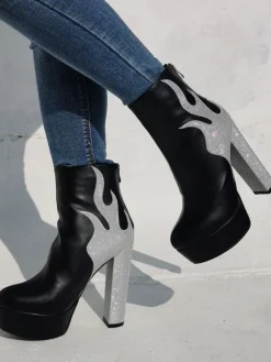Bottines à talons épais et plate-forme Flame pour femmes