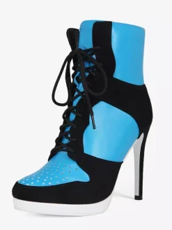 Bottines à talons Senaker bout rond patchwork lacets
