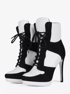Bottines à talons Senaker bout rond patchwork lacets
