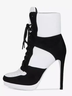 Bottines à talons Senaker bout rond patchwork lacets