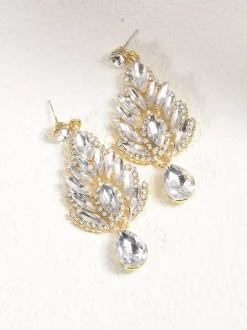 Boucles d'oreilles blanches pour adulte style baroque design géométrique en forme de goutte bijoux de fiançailles