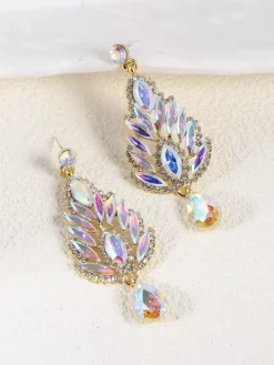 Boucles d'oreilles blanches pour adulte style baroque design géométrique en forme de goutte bijoux de fiançailles