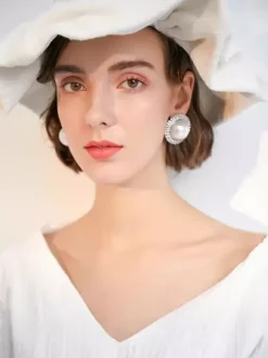 Boucles d'oreilles de mariée en métal pour femmes bijoux de mariage percés