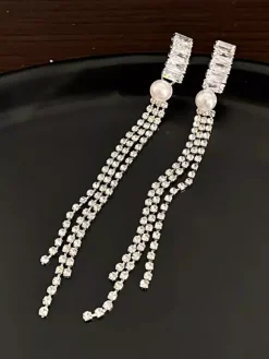Boucles d'oreilles de mariage en métal et diamant Bijoux de mariage percés