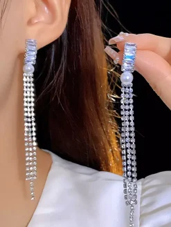 Boucles d'oreilles de mariage en métal et diamant Bijoux de mariage percés