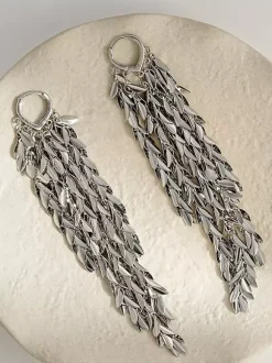 Boucles d'oreilles dorées pour adulte style européen décontracté motif feuille et géométrie. Bijou du quotidien