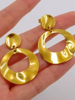 Boucles d'oreilles dorées pour adulte style western décontracté bijoux géométriques métalliques