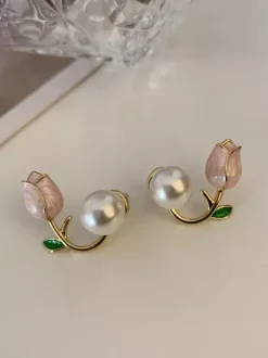 Boucles d'oreilles en perles et fleurs de tulipes pour femmes 2026
