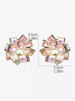 Boucles d'oreilles en strass avec fleurs en verre coloré pour femmes 2026