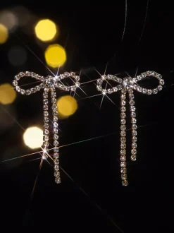 Boucles d'oreilles en strass avec n艙ud brillant pour femmes 2026