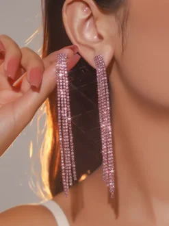 Boucles d'oreilles longues à pampilles et strass pour femmes 2026