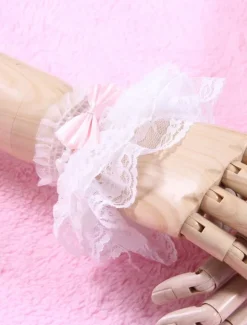 Boucles blanches dentelle Lolita synthétiques gants Déguisements Halloween