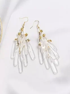 Boucles d'oreilles blanches pour adulte style baroque géométrique irrégulier bijoux décontractés au quotidien