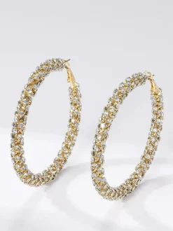 Boucles d'oreilles créoles simples à strass pour femmes 2026
