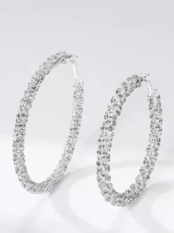 Boucles d'oreilles créoles simples à strass pour femmes 2026
