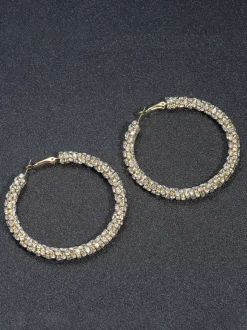 Boucles d'oreilles créoles simples à strass pour femmes 2026