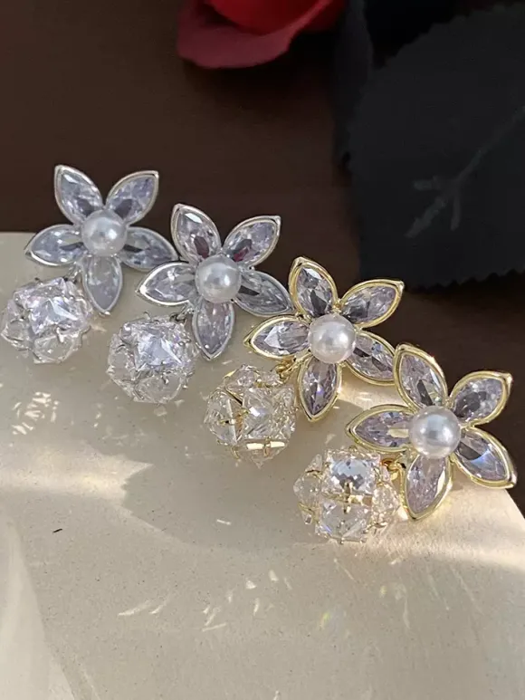 Boucles d'oreilles de mariage en métal et diamant Bijoux de mariage percés