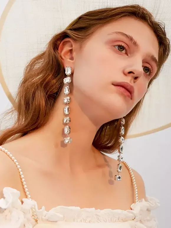 Boucles d'oreilles de mariée en métal pour femmes bijoux de mariage percés