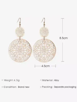 Boucles d'oreilles à disque creux vintage pour femmes 2026