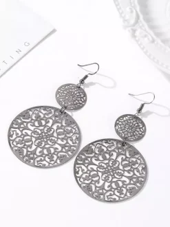 Boucles d'oreilles à disque creux vintage pour femmes 2026